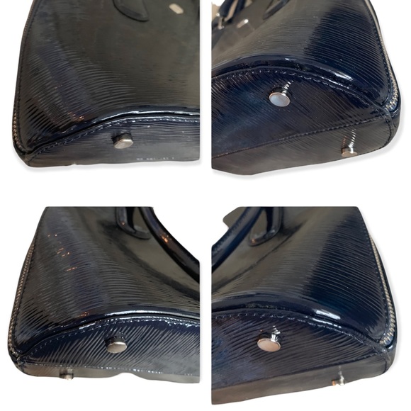 NWOT Original The Trend Navy Blue Patent Leather Dome Crossbody Bag Purse - Picture 10 of 15